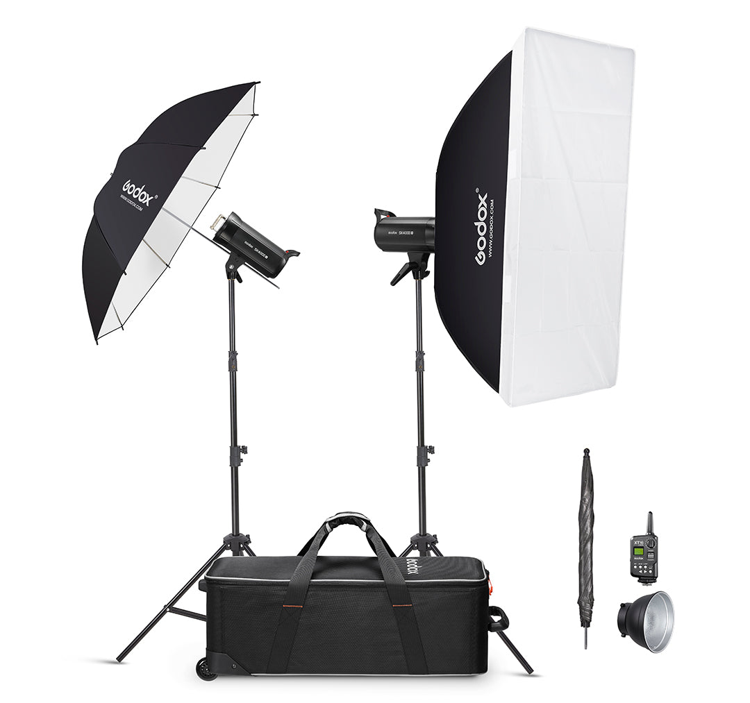 Godox kit 2x SK400 + stativi + softbox GSK400VE