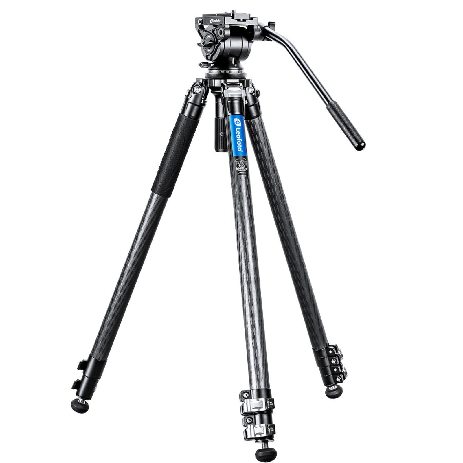 Leofoto LVM-323C+BV-10 3-Section Carbon Fiber Video Tripod with Fluid
