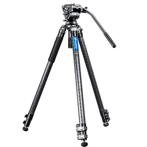 Leofoto LVM-323C+BV-10 3-Section Carbon Fiber Video Tripod with Fluid