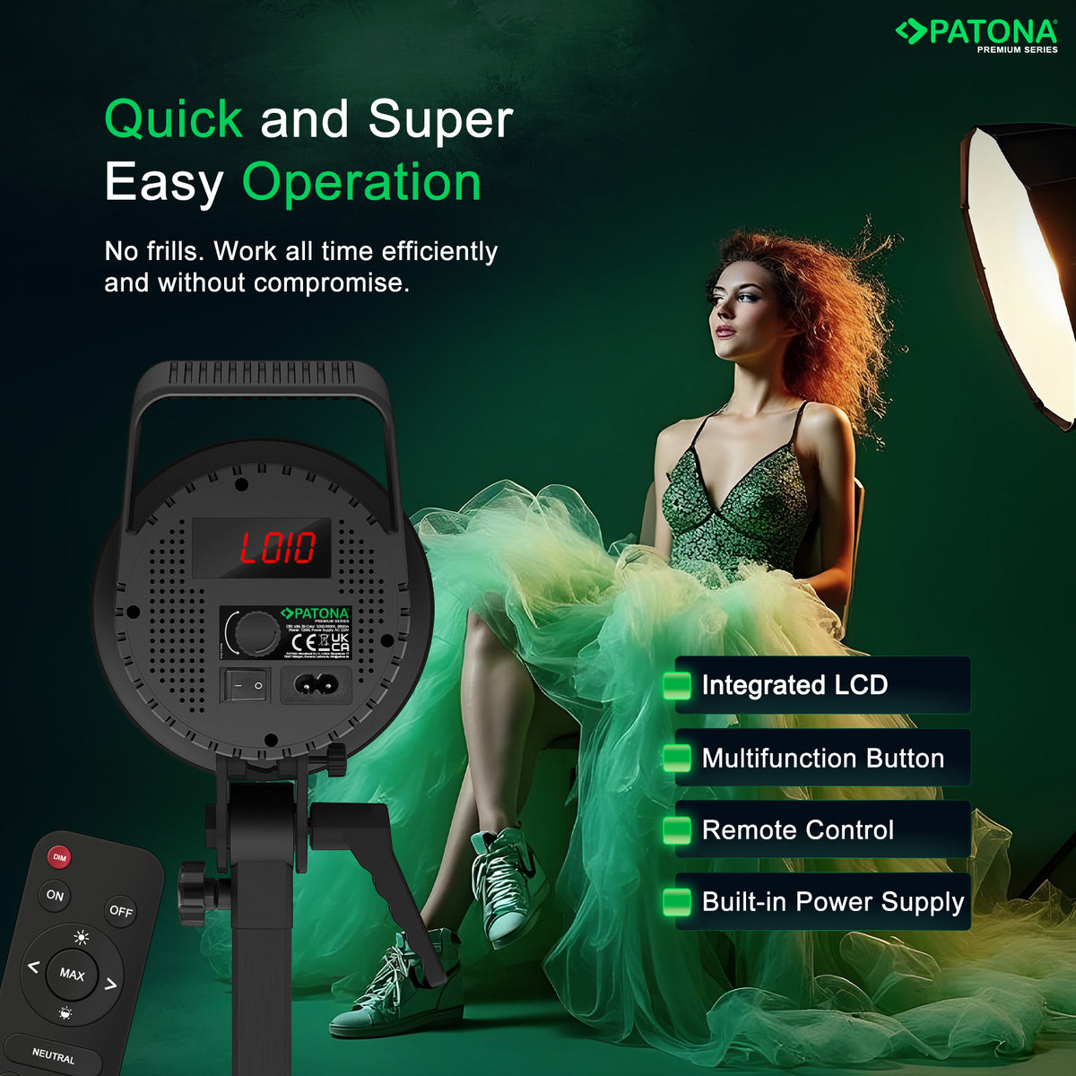 PATONA Premium LED professional photo light video light LED 120W COB ML ...