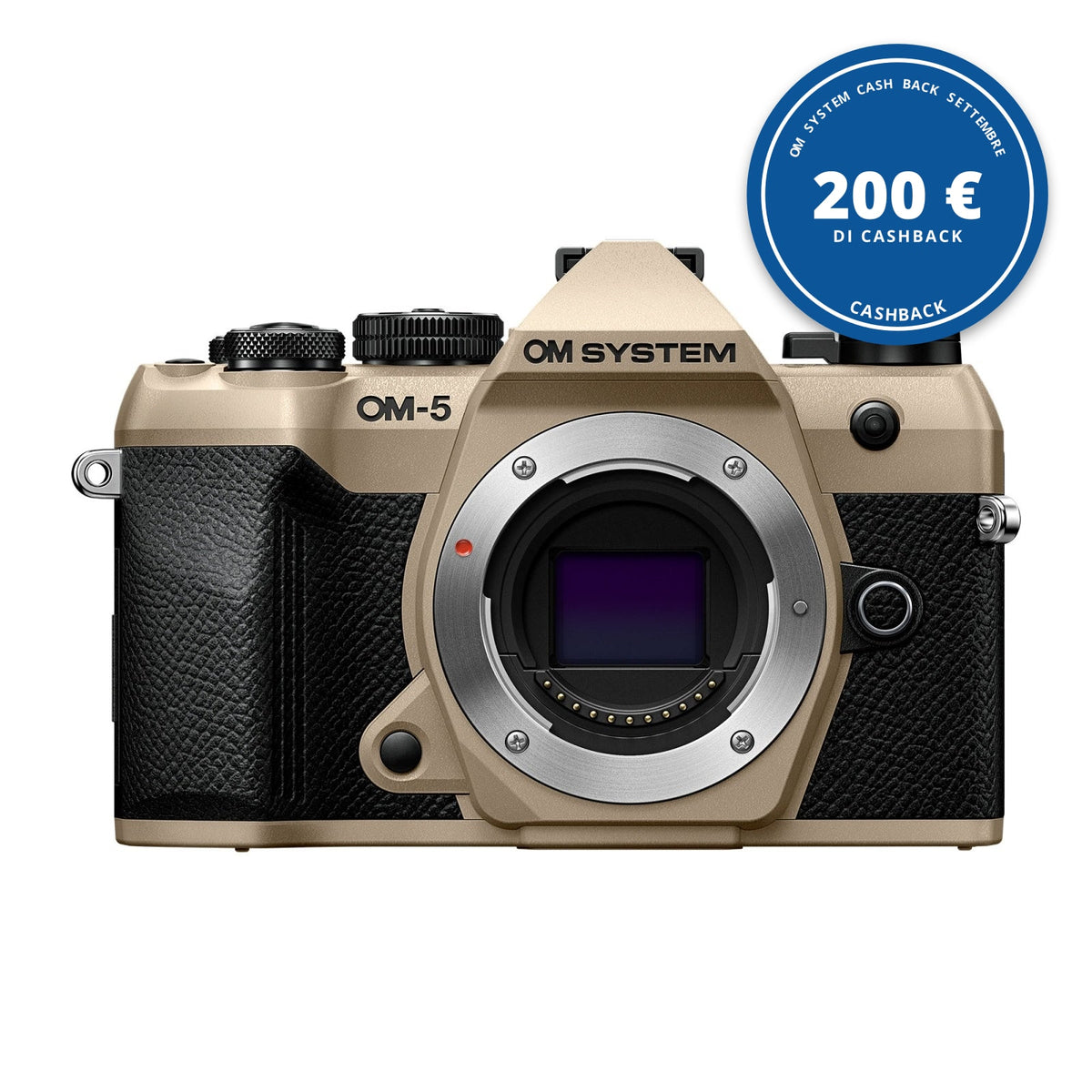 OM System OM-5 Mark II body Sand Beige — OM System Cash Back settembre