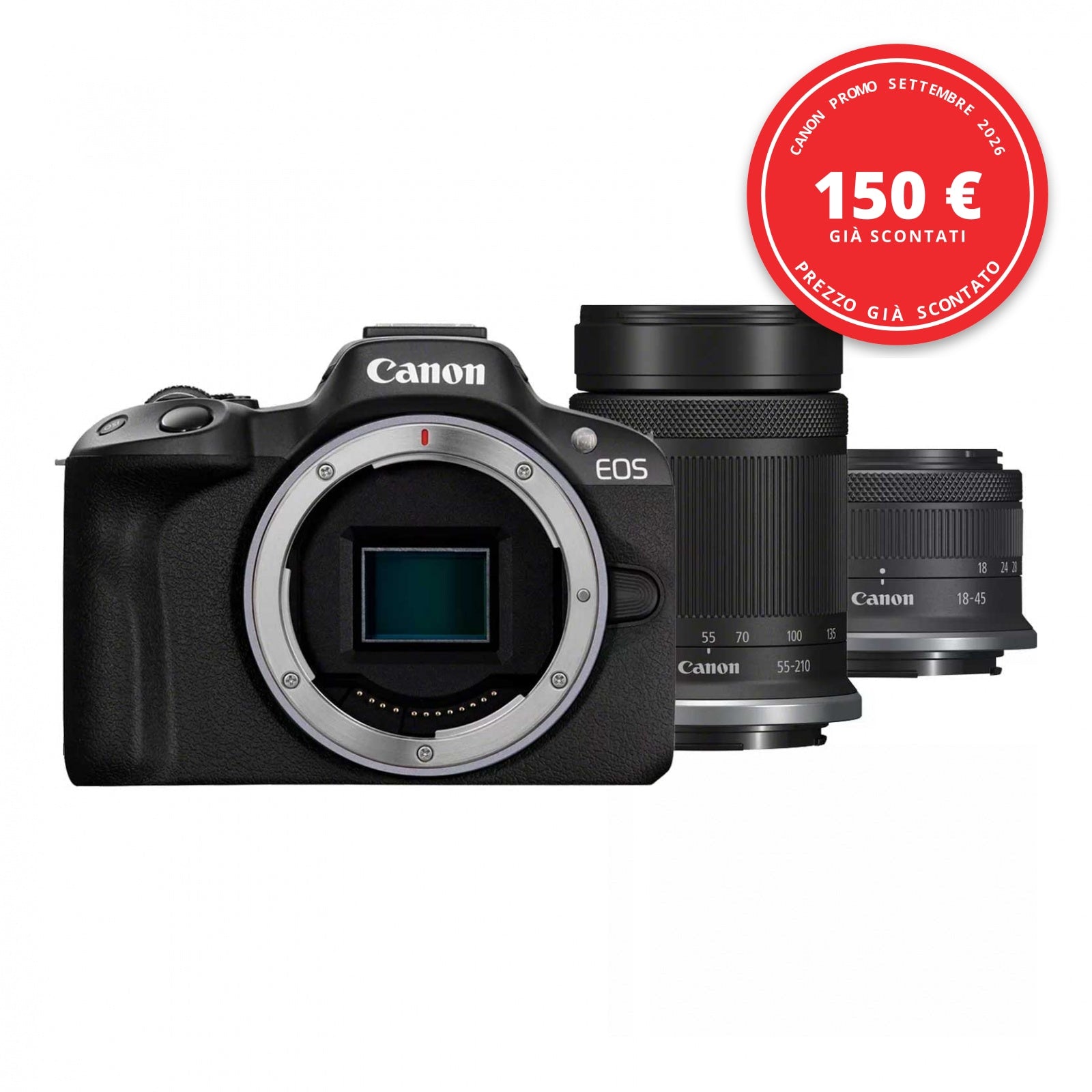 Canon EOS R50 kit RF-S 18-45mm IS STM + RF-S 55-210mm f/5-7.1 IS STM — Canon Promo Settembre 2026