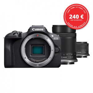 Canon EOS R100 kit RF-S 18-45mm IS STM + RF-S 55-210mm f/5-7.1 IS STM — Canon Promo Settembre 2026